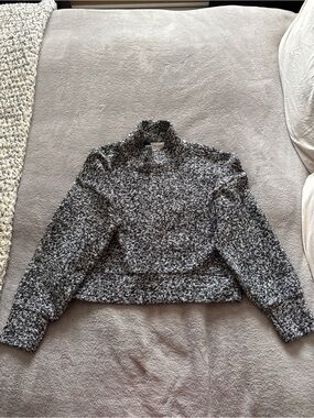 aerie Black and White Marled Cowl Neck Sweater